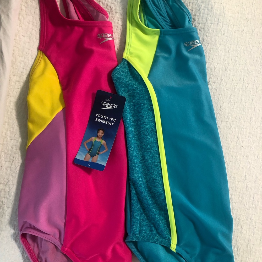 Set of  TWO Girl Speedo NWT swimsuits size L